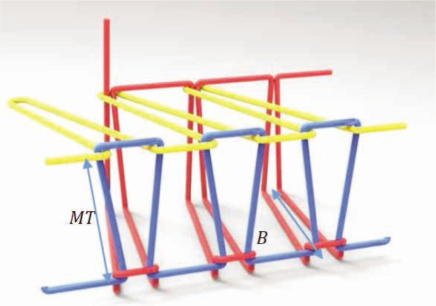 Figure 8 Geometrical model of over-edge stitch type 505.