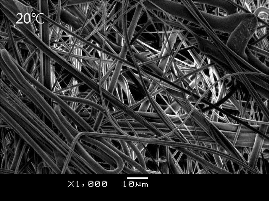 Figure 2 SEM of fabric charged at 20°C.