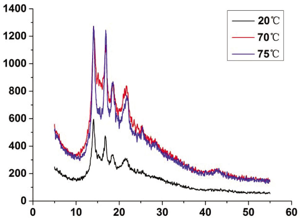 Figure 10 The X-ray image of the sample charged at 20, 70, and 75°C.