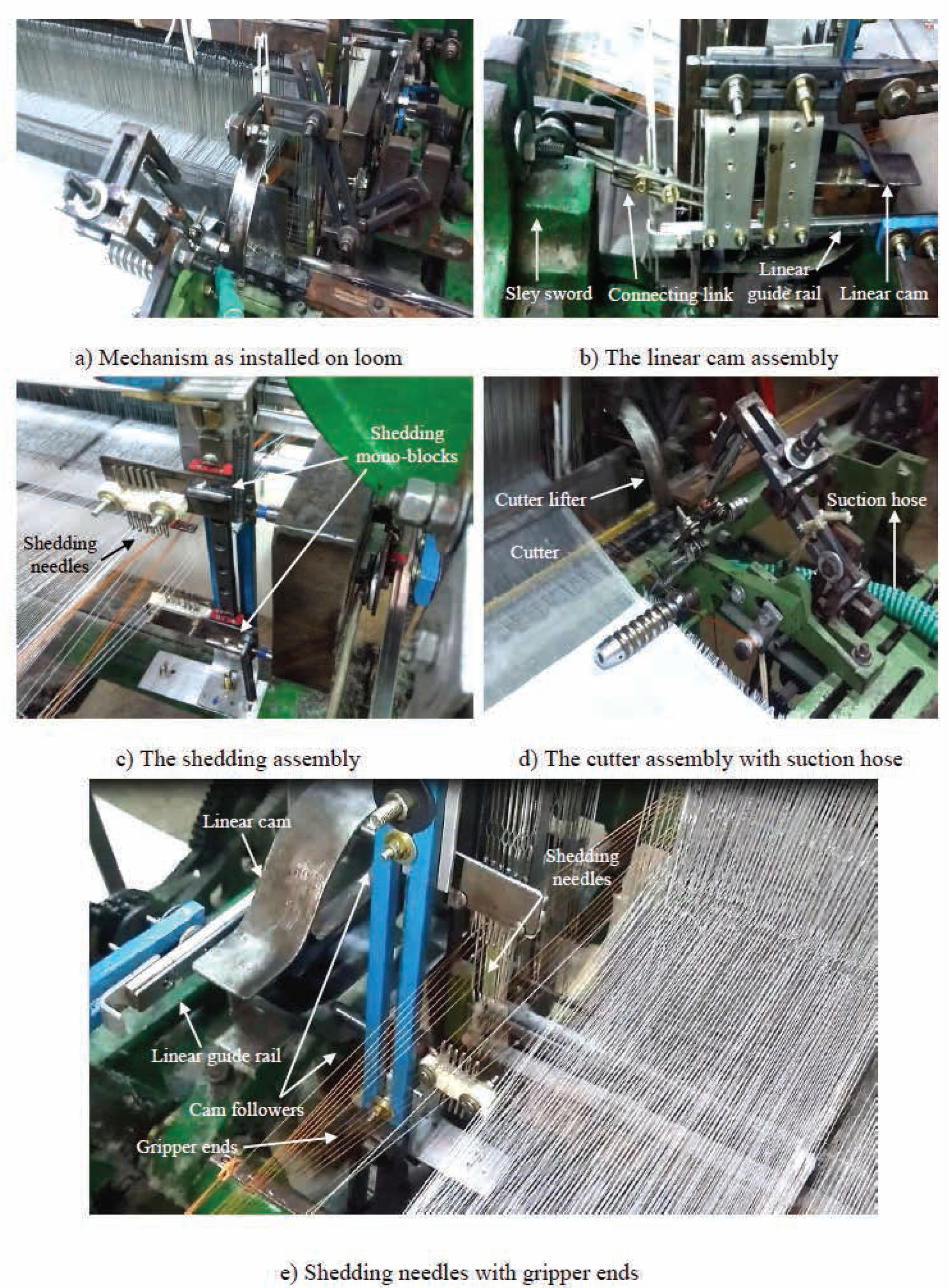 Figure 3 Pictures of the installed mechanism on the loom