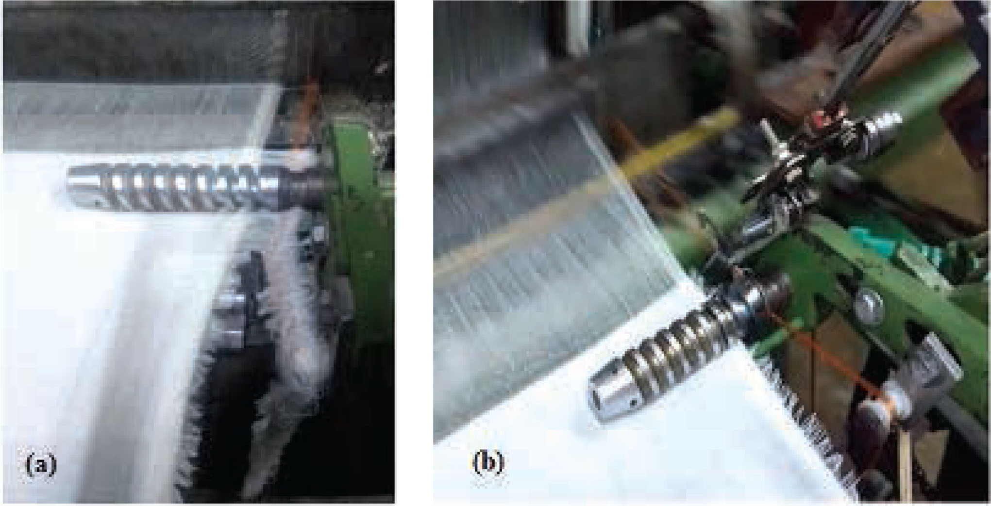 Figure 4 Fabric formation with and without the false selvedge. (a) Fabric formed with false selvedge and (b) Fabric formed without false selvedge after installation.
