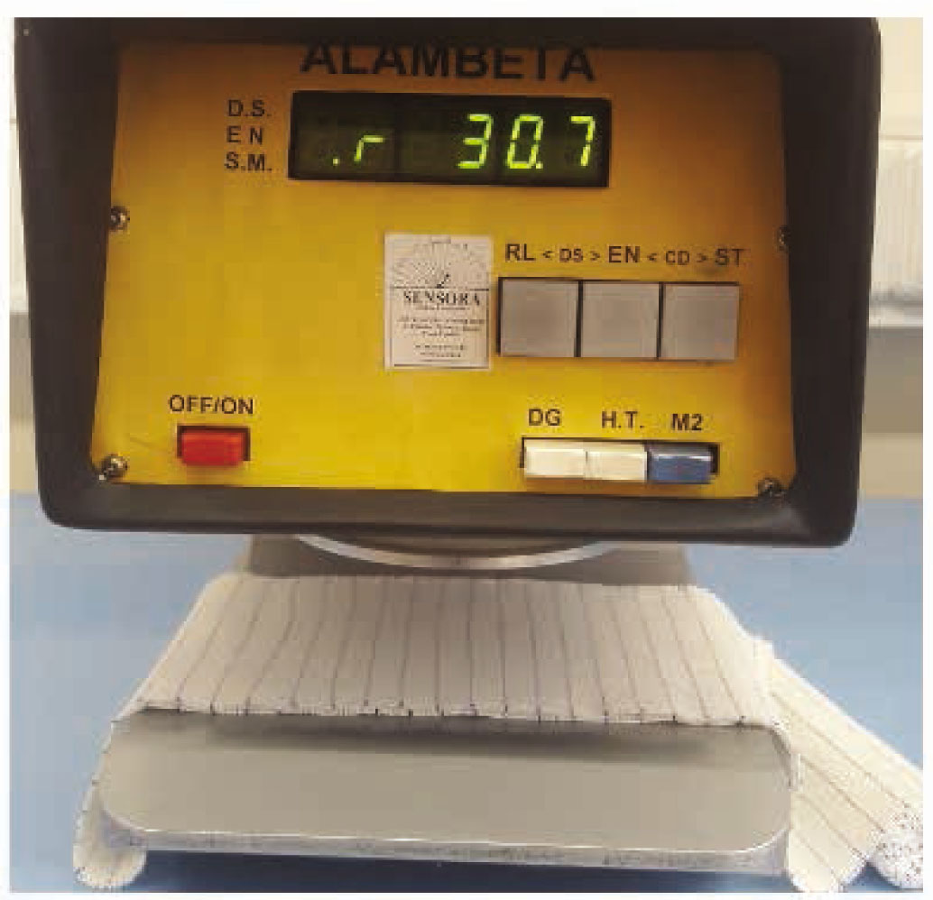 Figure 3 Thermal resistance of two bandage layers on the ALAMBETA testing device.