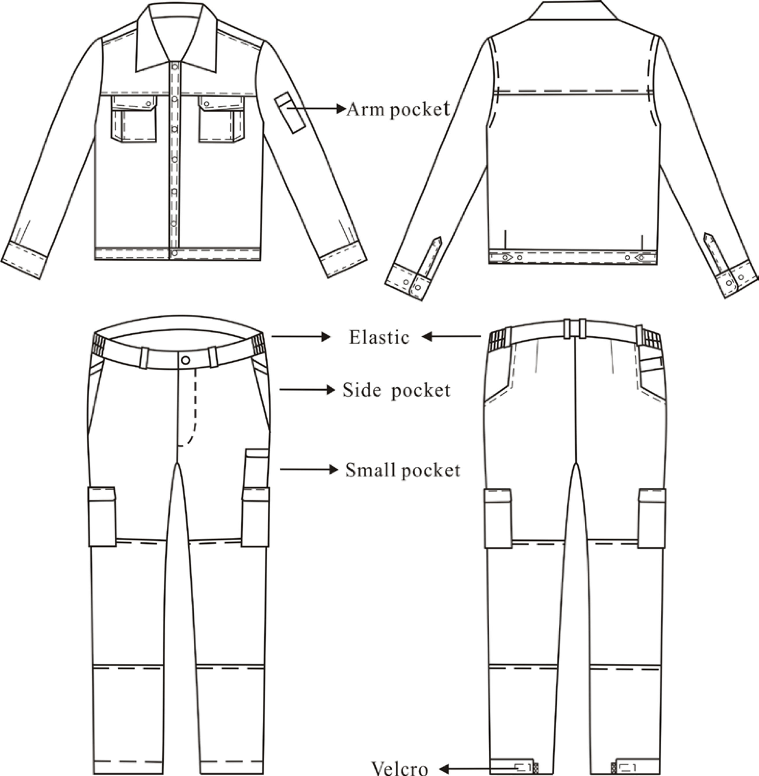 Figure 1 Design sketch of traditional emergency rescue suit.