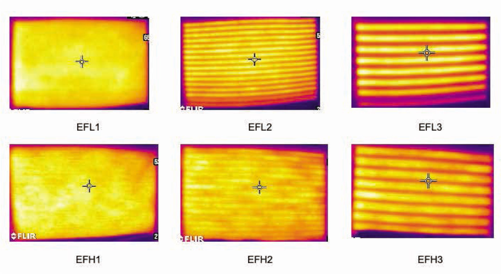 Figure 9 Thermal images of fabrics after 10 min at 1.5 V.