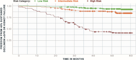 Figure 2. 
Time to kidney outcome by kidneyIntelX risk strata.
