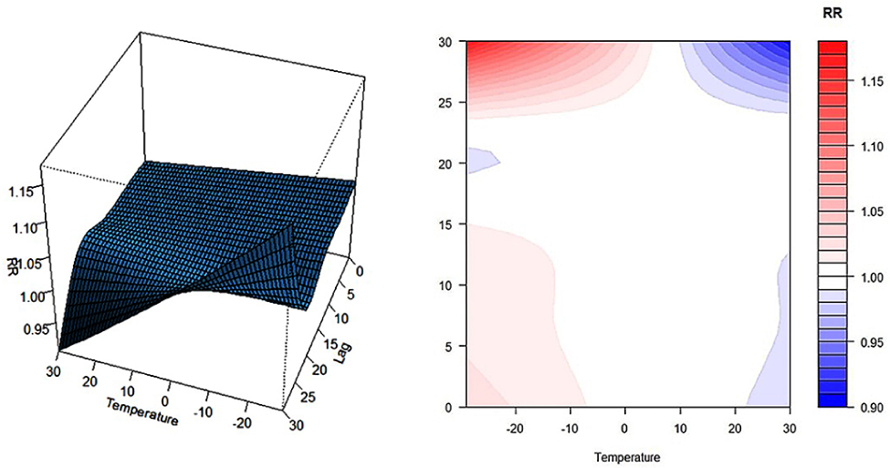 Fig. 7 Impact of ten-year daily average temperature and hysteresis on chronic kidney disease (CKD) in Harbin