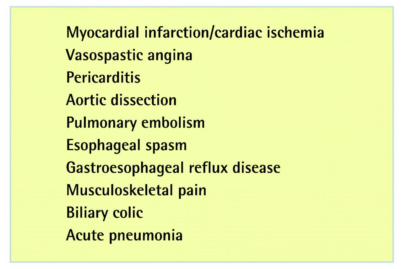 Figure 1.   
          
            Differential diagnosis of chest pain.