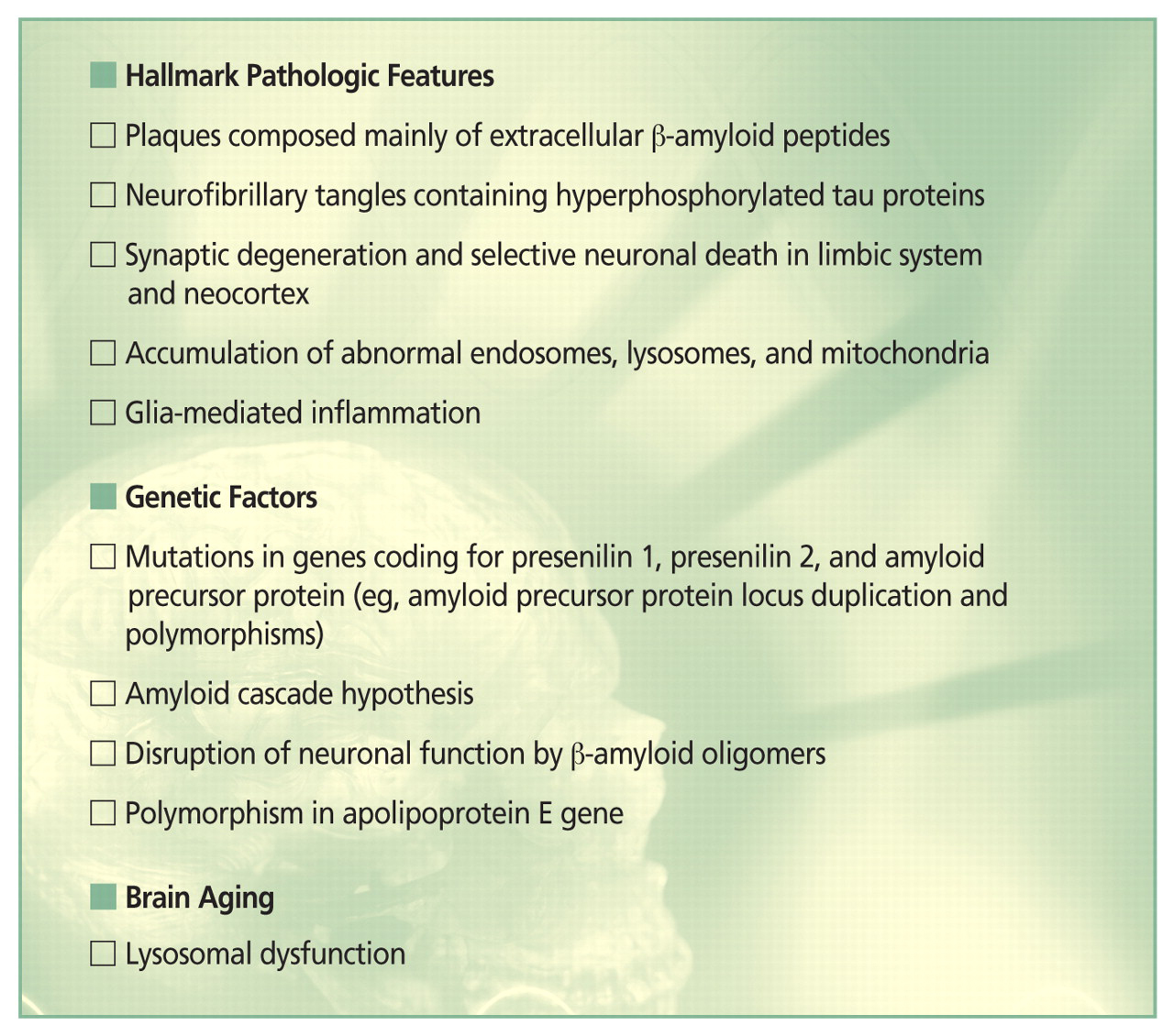 Figure.
Summary of molecular and cellular mechanisms involved in Alzheimer disease pathogenesis.