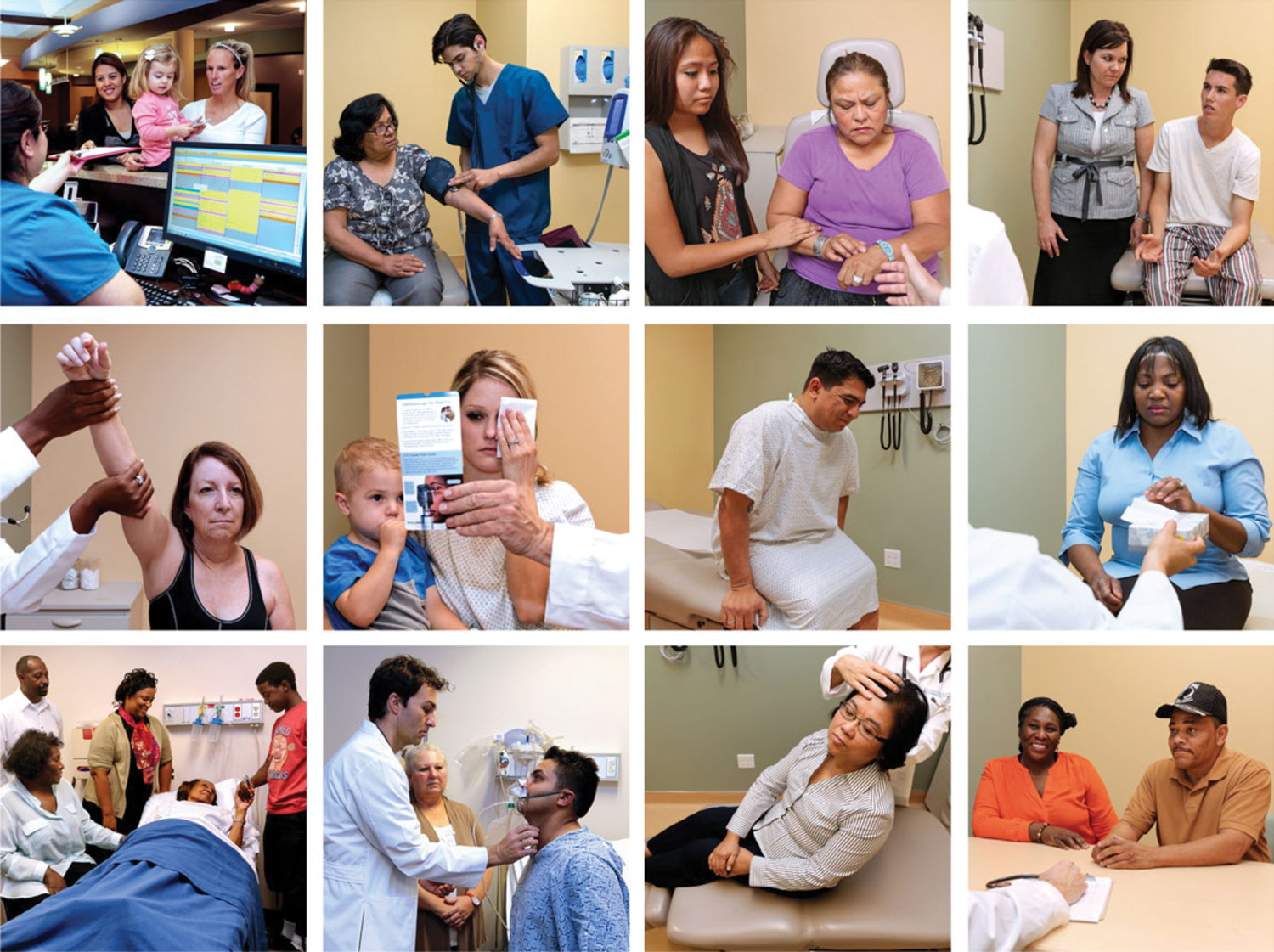 Figure 2.
         
          Sample photographs of standardized patients in the Envision Community Health Center, also called the Virtual Community Health Center. Such photographs accompany each virtual case.